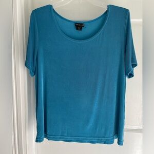 QVC Citiknits teal fun bouncy knit top blouse petite XL